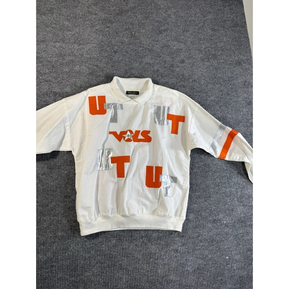 Vintage Patricia Sherman Tennessee‎ Volunteers Sweatshirt White Orange Silver